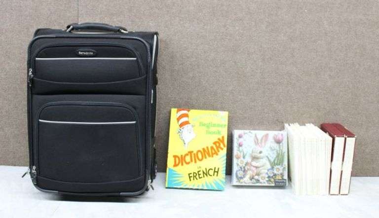 American Girl Collection Books, Cat in the Hat Dictionary, Puzzle, and Samsonite Luggage