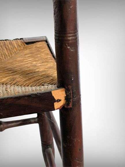 1840’s Hitchcock Style Wooden Side Chairs with Woven Rush Seats