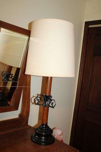 Scrolled Wood Table Lamp