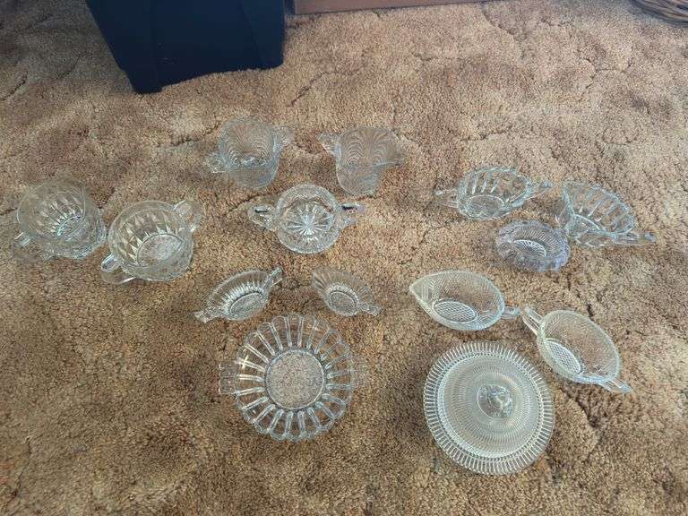 Vintage Crystal Glass Job Lot (cream and sugar sets, misc.)
