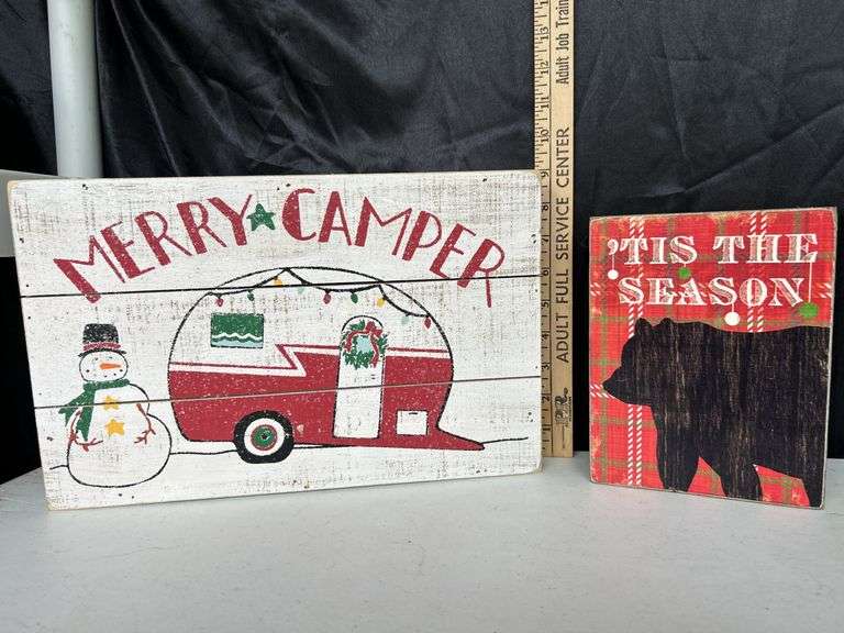 2 Wooden Camping Wall Decor