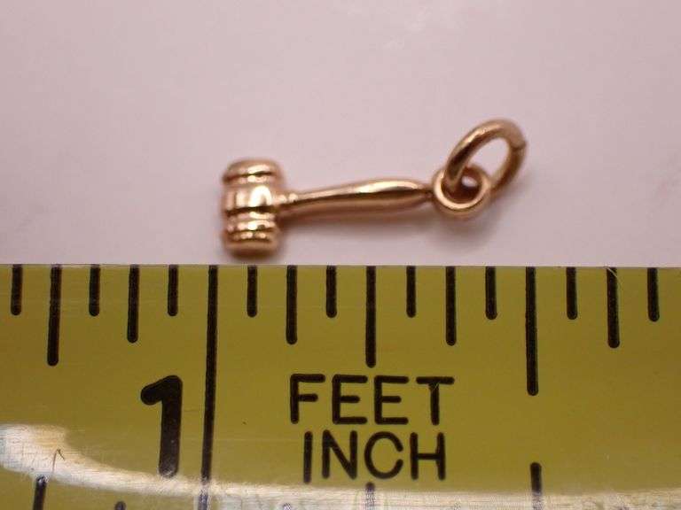 14k Rose Gold 1/2in Gavel Pendant .41g
