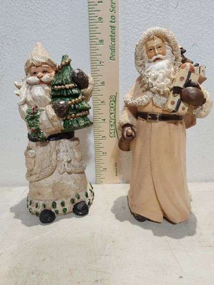 2 Resin Santas 8" Tall