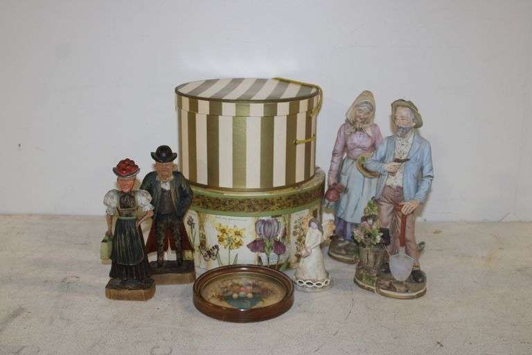 Figurines, Hat Boxes & Collage