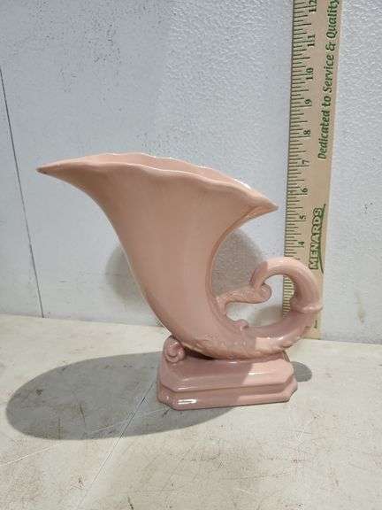 Vintage Pink Cornucopia Vase 7.5" Tall