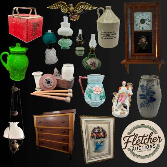 SHIPPING AVAILABLE! Timeless Antique Liquidation… Fenton, Uranium & Victorian Glass, Early American Furniture, Crocks, Artwork, and MORE! ✨ - Westerville, OH