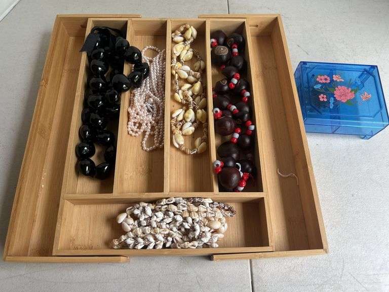 Beaded Necklaces & Bamboo Box