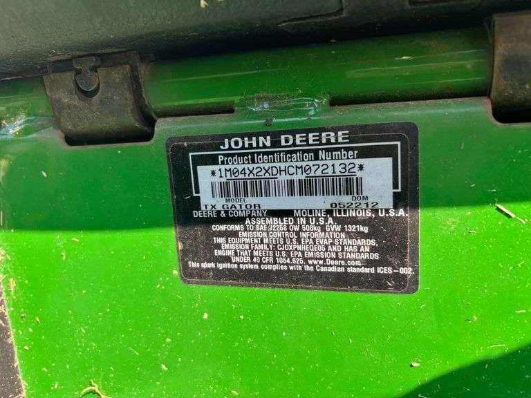 2012 John Deere Gator 4x2 Utility Vehicle – Only 293 Hours!