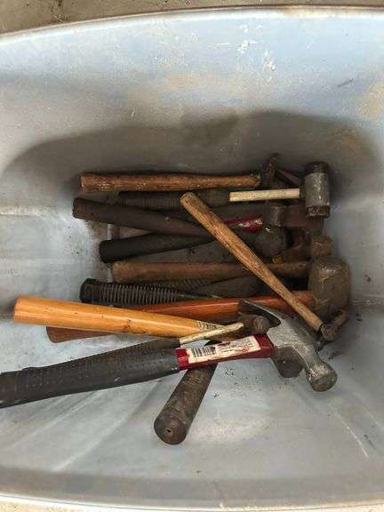 Hammers and Tools in Storage Bin