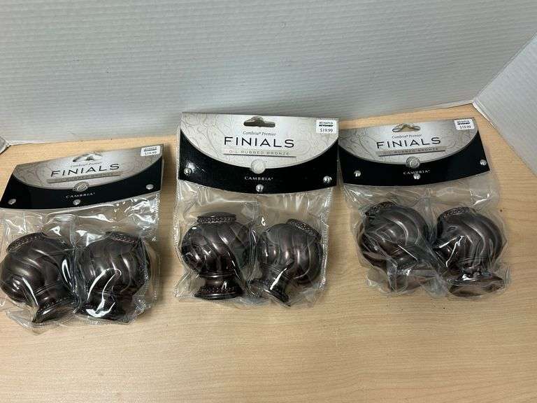 3 Sets Cambria Premier Finials – Oil Rubbed Bronze, New in Package