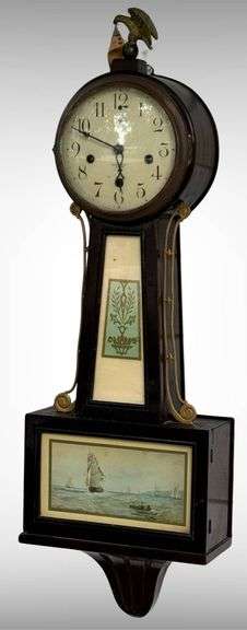 New Haven Clock Co. ‘Whitney Chime’ Banjo Clock with Maritime Scene