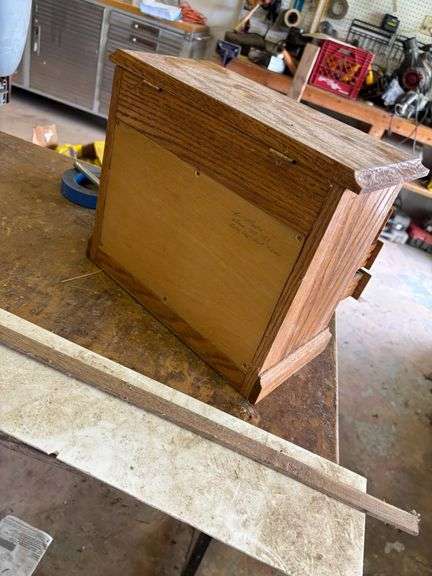 Wooden Miniature Chest with Six Drawers and Brass Pulls