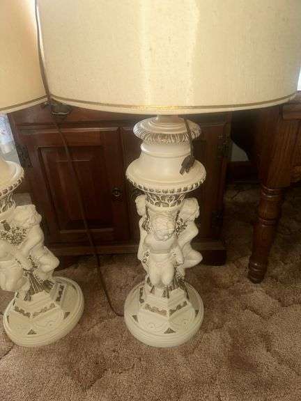 Cherub Lamps (porcelain and brass)