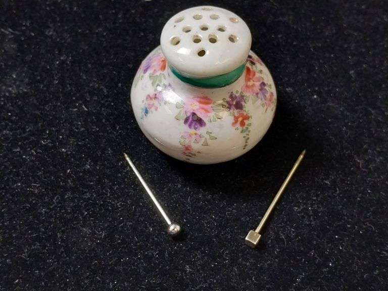Stick Pins with Porcelain Holder