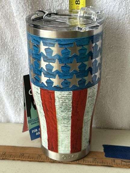 Orca Chaser 27 oz. Stainless Steel U.S.A. Made Tumbler Cup Vintage Flag