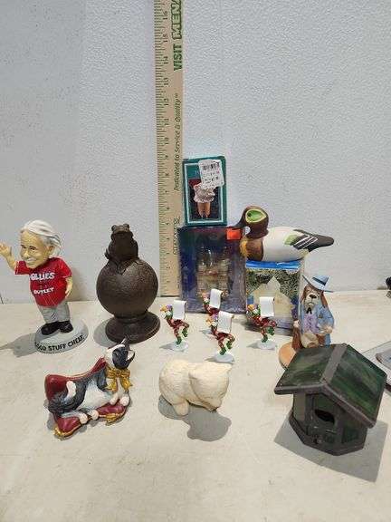Assorted Items -Ollies Bobblehead, Towle Silver Plated Antique Finish Bear Head Spout, Concord Minia