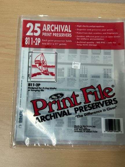 25 Pack Print File 811-2P Archival Print Preservers – 8.5" x 11" (Package Opened)