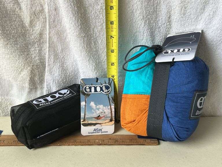 Eno Doublenest Hammock Marine/Gold & Atlas Suspension System Black/Royal