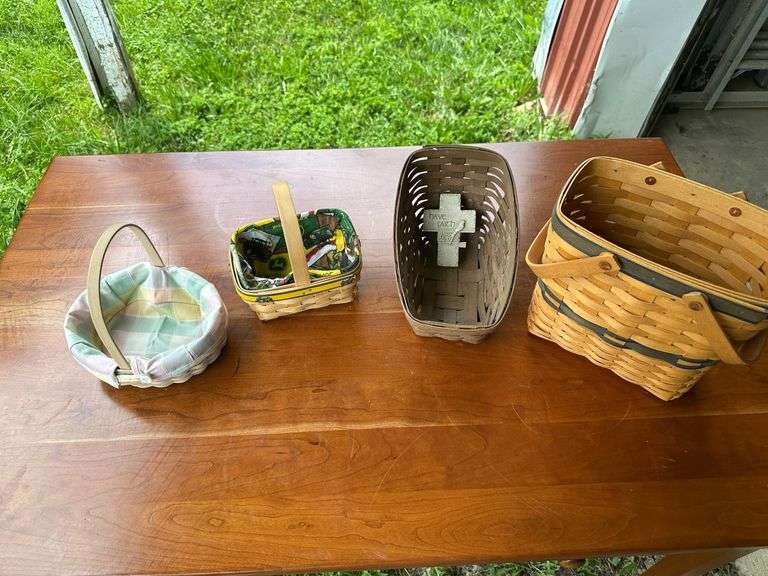 Four Longaberger Baskets with Inserts and Accessories
