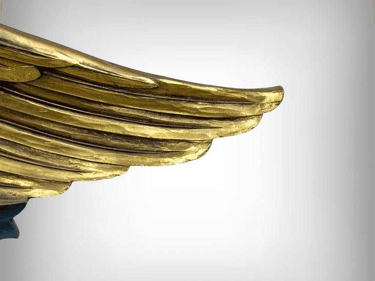 Mid Century Modern Golden Eagle Wall Plaque with Shield Motif
