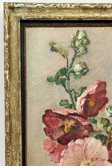 Antique Beautiful Antique Floral Oil Painting in Gilded Wood Frame