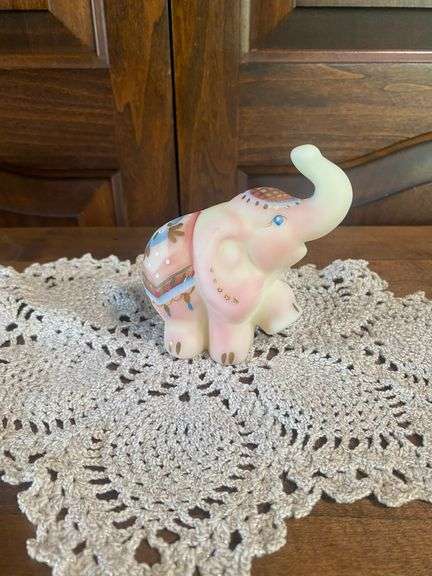 Painted Glass Elephant Figurine