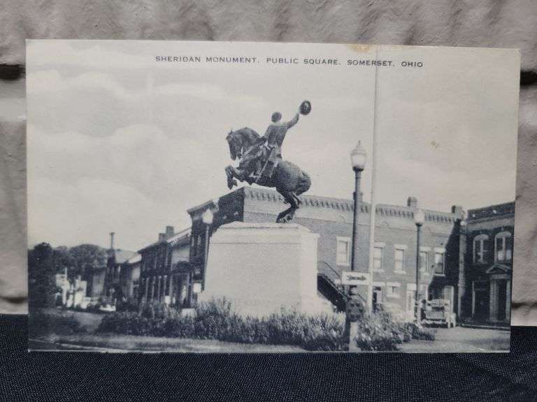 Sheridan Monument Public Square Somerset Ohio Vintage Postcard