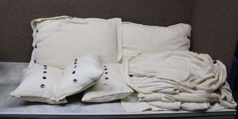 Arhaus Linen Pillow Set with Button Accents