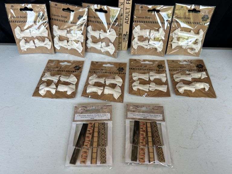 9 Pks Canvas Bows & 2 Pks Clothes Pins