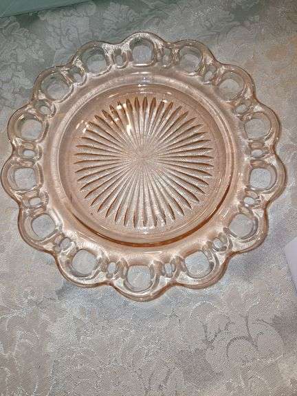 Pink depression glass plate