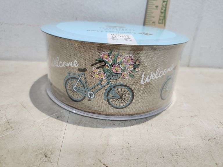 50 Yards X 2.5" Wired Edge Ribbon Bicycle Welcome