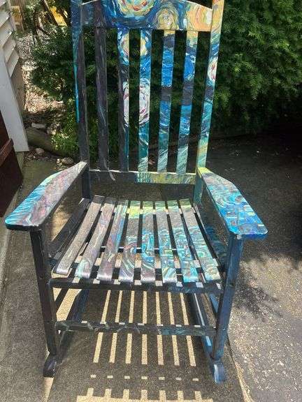 Hand-Painted Wood Rocker