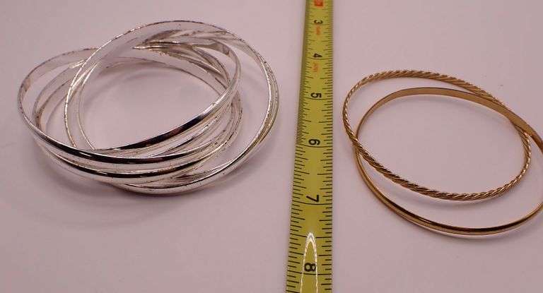 Silver tone & gold tone bangle bracelets