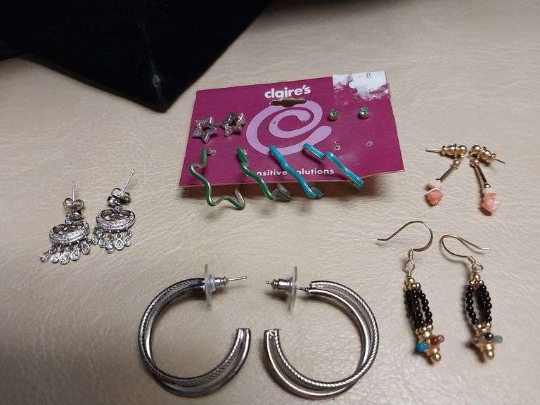Lot of 8 Pairs of Pierced Earrings – Hoops, Beaded, Claire’s & More