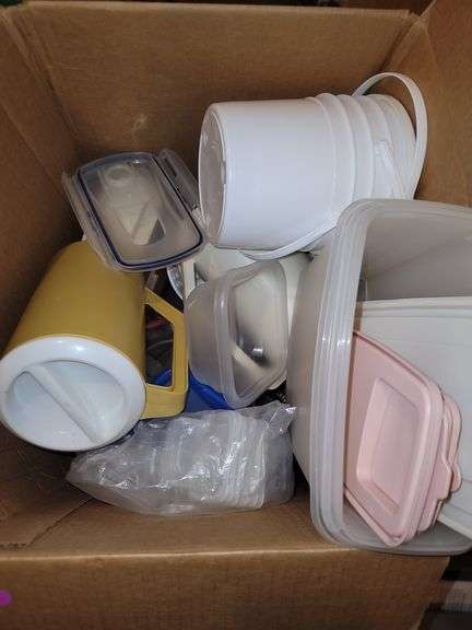 Large box of Tupperware containers