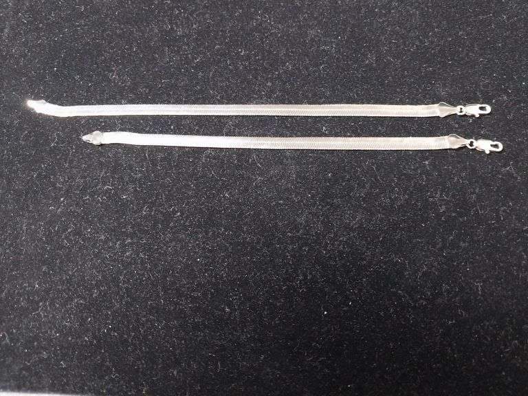 Two Silver-Tone Herringbone Bracelets