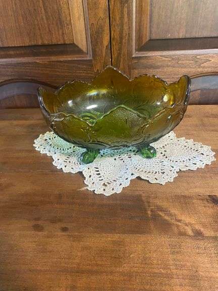 Green Footed Glass Bowl
