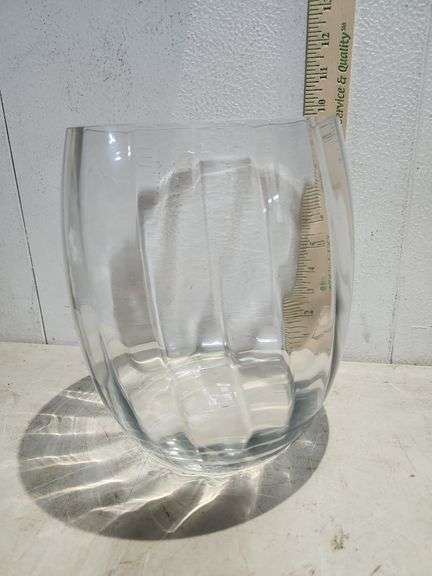 Large Clear Glass Vase 9.5" X 7.5" X 7.5"