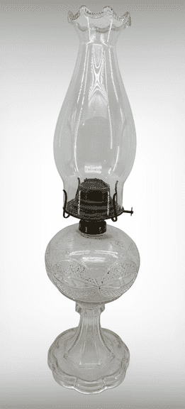 Early 1900's Antique Zipper Loop Oil Lamp with Ruffled Chimney