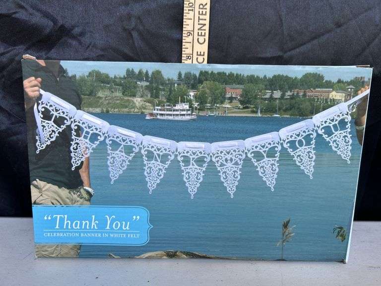 New "Thank You" Celebration Banner In White Felt For Wedding