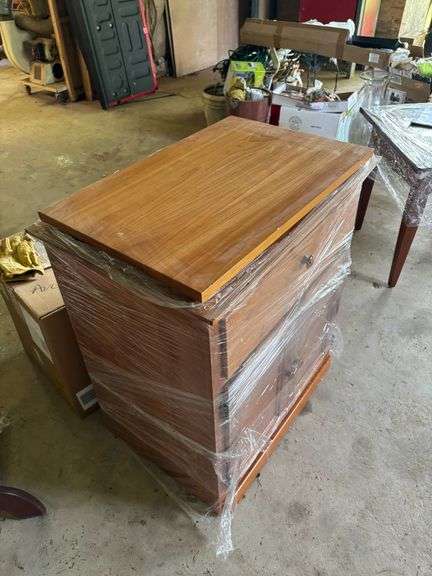Wooden Two-Drawer Chest with Detachable Top