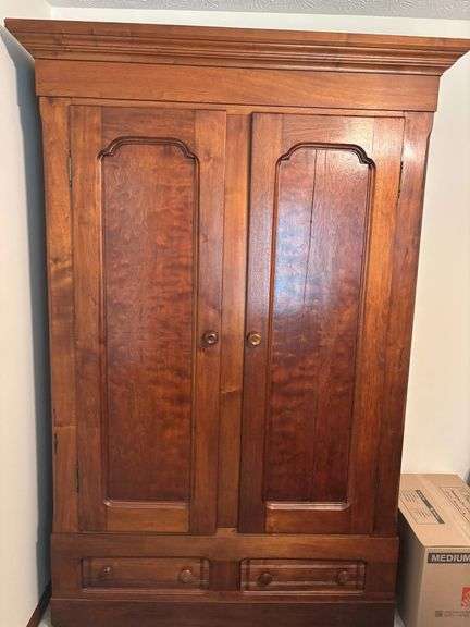 Wooden Wardrobe Cabinet with Shelving and Drawers, 52″x17″x85″
