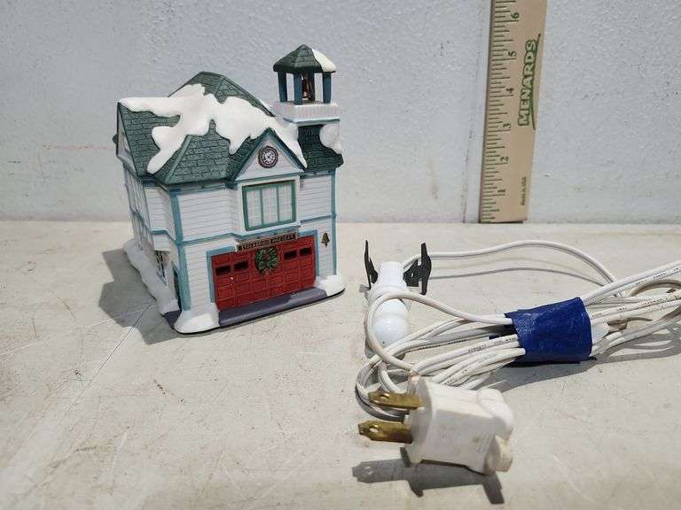 The Firehouse From Rockwell's Holiday Memories Stockbridge Collection A2969 W/Light