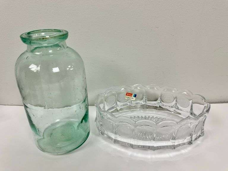 Fostoria Coin Glass & Vintage Glass Bottle