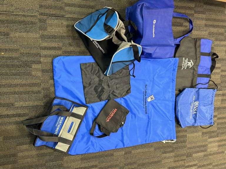Large Lot of 10 Promotional Tote, Drawstring & Duffel Bags