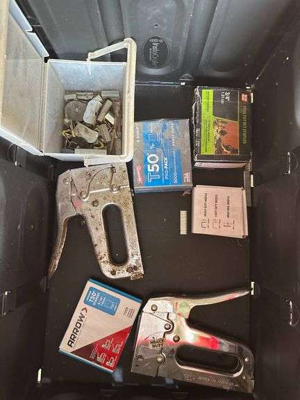 Two Staple Guns with Assorted Staples and Hardware