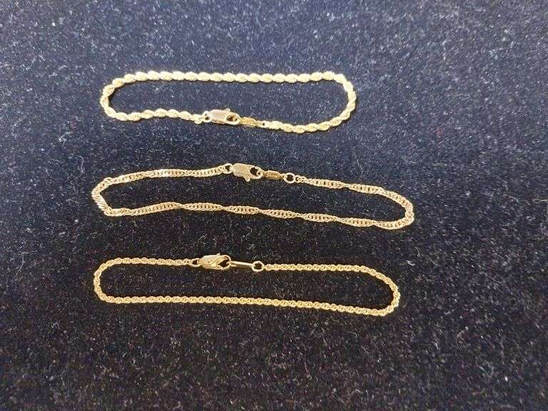 Three Gold-Tone Bracelets – Two Marked 24KGL