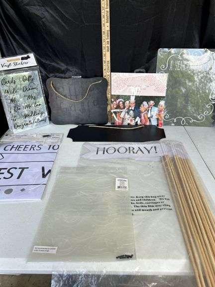 Assorted Signs, Photo Props, & Vinyl Stickers