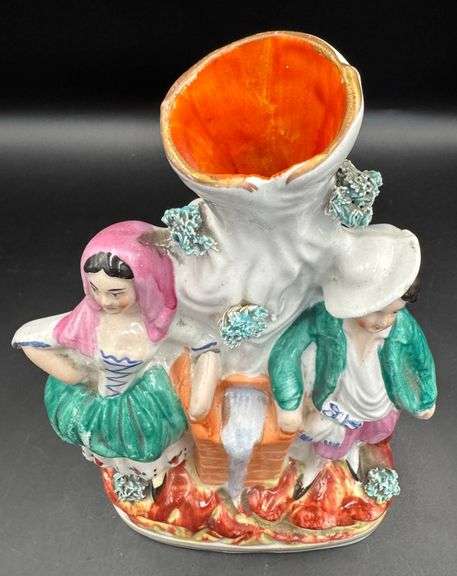 Staffordshire Ceramic Spill Vase with Figures