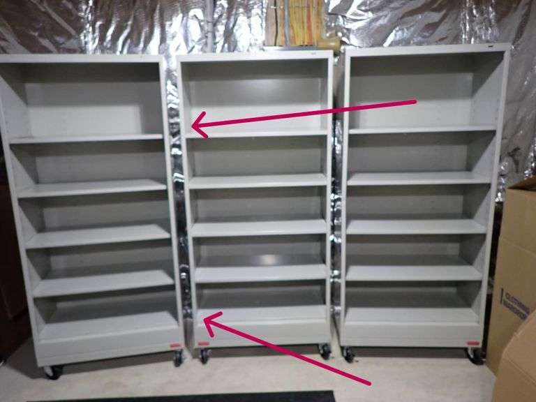 #1 -TENNSCO Rolling Bookcase: Steel, 79 in tall, 36 in wide, 18 in deep, 5 Adjustable Shelves